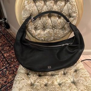 Christopher Kon Black 100% Pebble Large Leather Shoulder Bag With Zippers